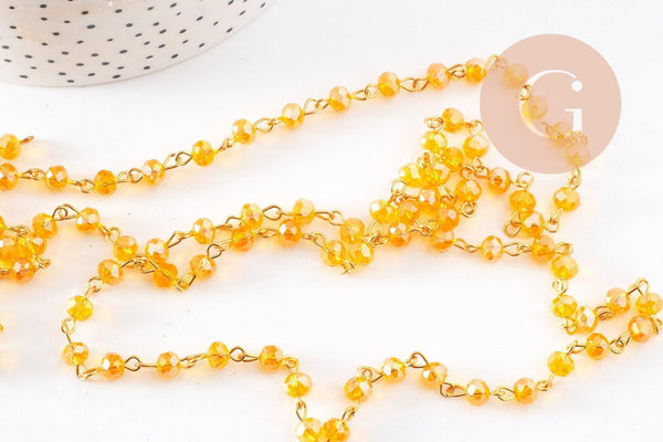 Chaines dorées perles crista l6x4mm, x1 (G6117)