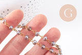Chaines dorées perles crista l6x4mm, x1 (G6117)