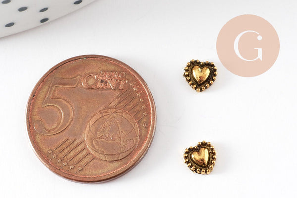 Charm à coller coeur zamac doré 5mm x1 (G9384)