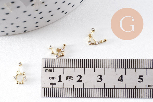 Charm à coller zamac doré 8-13mm, x1 boite de 12 (G4228)