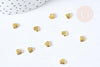 Charm à coller zamac doré coeur texturé .5mm,thème amour et amitié, fournitures à coller décors pierres et bijoux, x10 G8524