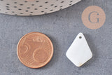 Charm losange nacre blanche naturelle 20mm, x 10 (G1062)