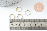 Charms hexagone laiton brut 9mm,pendentif géométriques création bijoux, x10 (G0862)