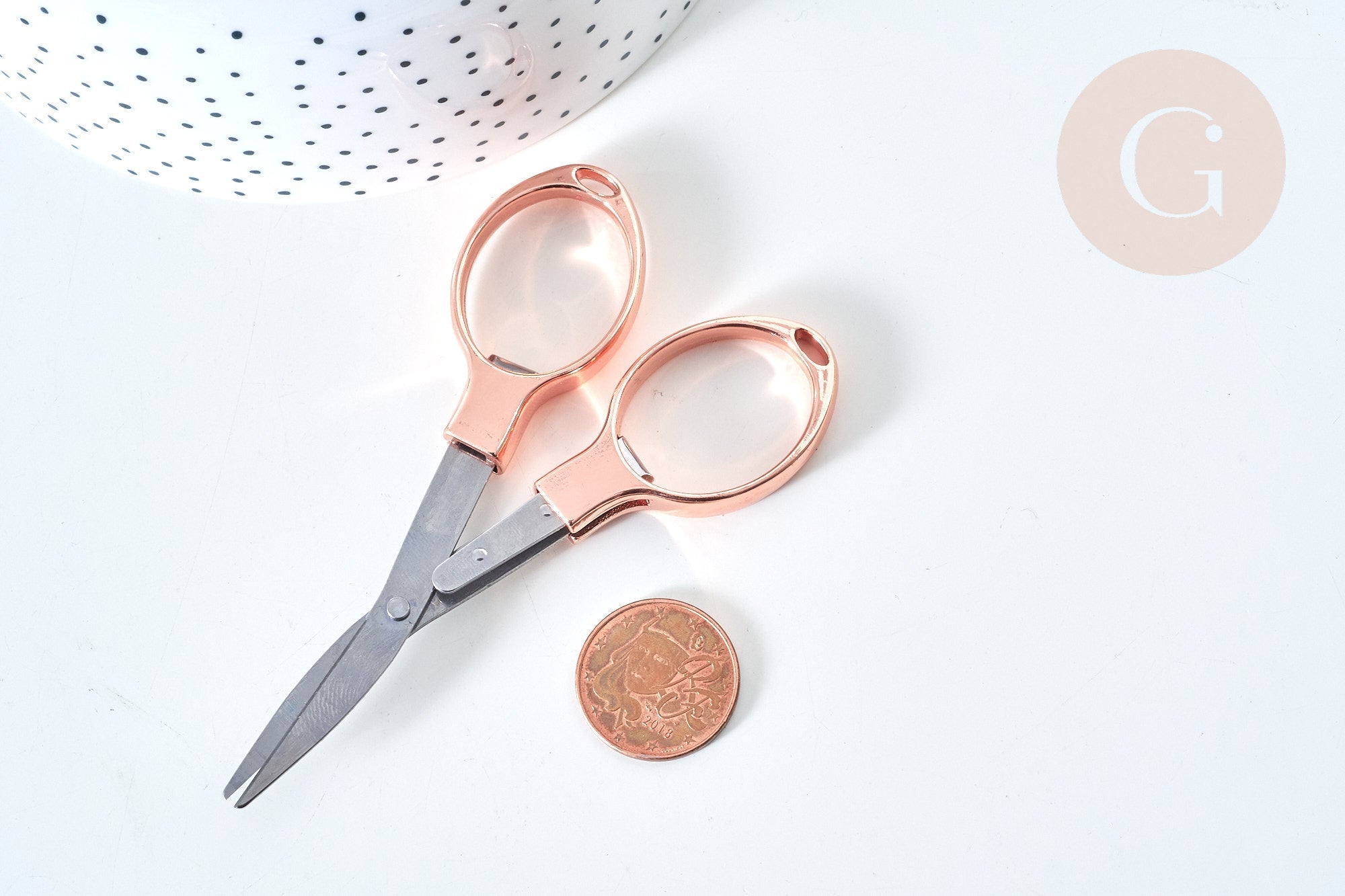 Ciseau de poche pliant acier 304 inoxydable or rose 9,6mm, fourniture bijoux, ciseau couture, fourniture mode x1, G7841