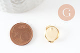 Clip boucle oreille support cabochon rond 12mm acier 304 inoxydable doré, x2 (G9724)