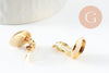 Clip boucle oreille support cabochon rond 12mm acier 304 inoxydable doré, x2 (G9724)