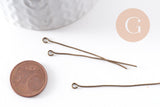 Clou tige tête boucle fer bronze 50mm, x10Gr (G10138)