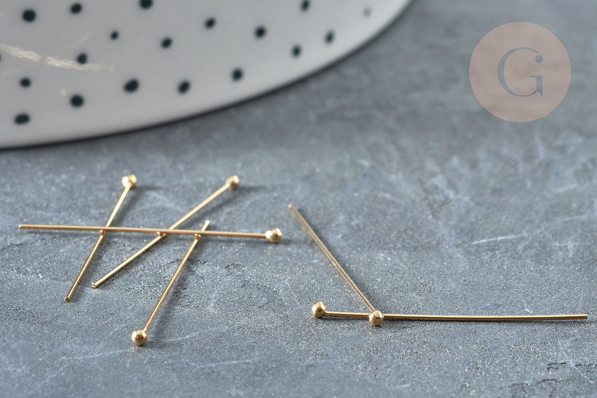 Clou tige tête boule gold filled 14K 25mm, x5 (G7978)