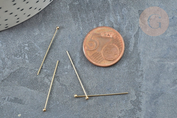 Clou tige tête boule gold filled 14K 25mm, x5 (G7978)