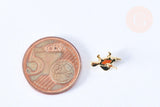 Clous d'oreille Dinosaure stégosaure laiton zircon rouge avec poussoirs d'oreilles, idées cadeaux femmes fille, la paire (G7917)