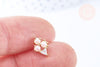 Clous d'oreille cornet de glace laiton zircon perles avec poussoirs d'oreilles, idées cadeaux femmes fille, la paire (G7921)