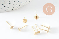 Clous-puces oreille avec plateau acier inoxydable 304 doré 5mm, x10 (G9727)