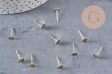 Clous-puces oreille avec plateau acier inoxydable 304 doré 6mm, x10 (G2568)