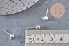 Clous-puces oreille boule laiton argenté 5mm avec anneau, x10 (G1248)