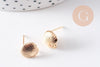 Clous-puces oreille coquillage avec anneau laiton doré 18K 11mm, la paire (G10407)