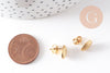 Clous-puces oreille ovale texturé acier 304 inoxydable dore 1 trou 9.5mm, la paire (G10486)