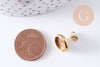 Clous-puces oreille support cabochon 10mm acier 304 inoxydable dore IP, x10 (G10609)
