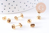 Clous-puces oreille support cabochon 4mm acier 304 inoxydable dore IP, x10 (G10607)