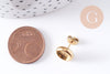 Clous-puces oreille support cabochon 8mm acier 304 inoxydable dore IP, x10 (G10608)