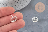 Postes de aretes tipo broche para cabujón redondo de 12 mm, acero inoxidable 304 plateado, x10 (G11214)