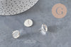 Postes de aretes tipo broche para cabujón redondo de 12 mm, acero inoxidable 304 plateado, x10 (G11214)