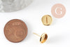 Clous-puces oreille support cabochon rond 8mm acier 304 inoxydable dore, x10 (G5322)