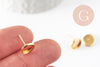 Clous-puces oreille support cabochon rond 8mm acier 304 inoxydable dore, x10 (G5322)