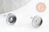 Clous-puces oreille support cabochon rond 8mm acier 304 inoxydable platine, x10 (G9597)