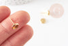 Clous-puces oreille support cabochon rond acier 304 inoxydable dore 18K, x10 (G9224)