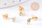 Clous-puces oreille zircon acier 304 inoxydable dore 6mm, la paire (G10610)