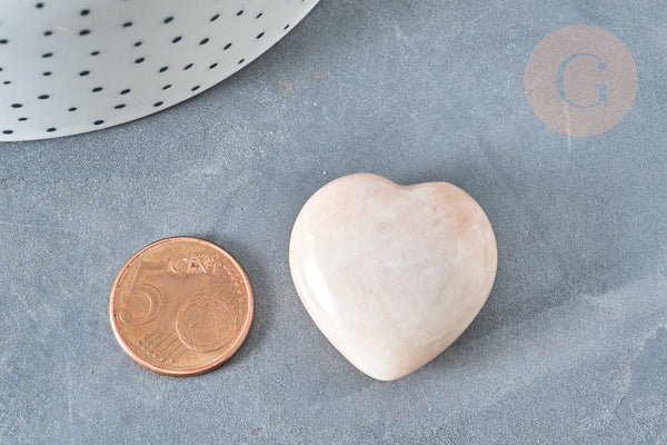 Cœur Jade blanc rose naturel lithothérapie non percé 30mm, pendentif bijoux pierre naturelle lithothérapie, x1 G8006