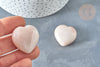 Cœur Jade blanc rose naturel lithothérapie non percé 30mm, pendentif bijoux pierre naturelle lithothérapie, x1 G8006