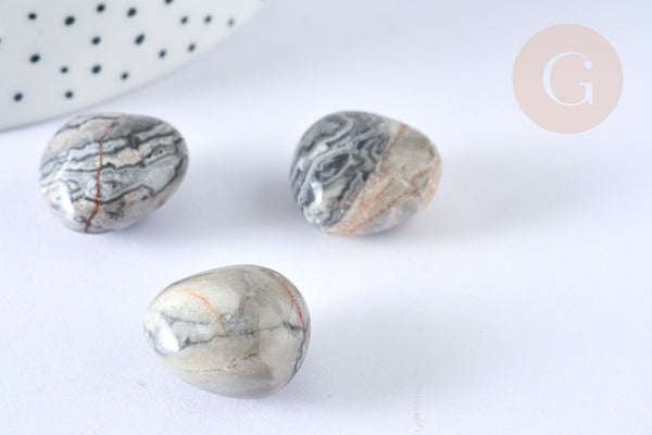 Cœur décoratif Jaspe picasso naturelle lithothérapie pierre 20mm, x1 (G7178)
