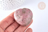 Coeur décoratif en rhodonite naturelle pierre lithothérapie 44,5-45mm, x1 (G7176)
