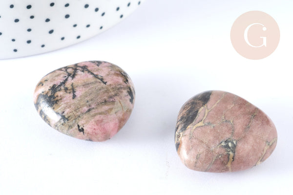 Cœur décoratif en rhodonite ou lithothérapie 31 mm, x1 (G7168)