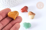 Coeur décoratif pierres mélangées ou lithothérapie 25mm, x1 (G7167)