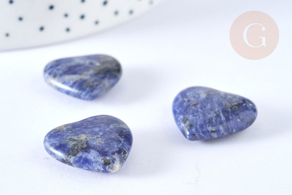 Cœur décoratif sodalite naturelle lithothérapie pierre 20mm, x1 (G7175)