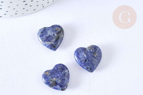 Cœur décoratif sodalite naturelle lithothérapie pierre 20mm, x1 (G7175)