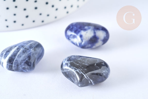 Cœur décoratif sodalite naturelle lithothérapie pierre 25mm, x1 (G7172)