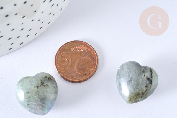 Cœur labradorite naturelle 20mm ,lithotherapie, coeur de décoration pierre naturelle, x1 (G7177)