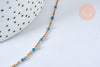Collier Chaine avec fermoir acier inoxydable doré IP 14k complète résine turquoise 1.5mm-45cm, x1 (G5409)