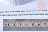 Collier Chaine avec fermoir acier inoxydable doré perles rocaille turquoise artisanale 40.7cm, x1 (G4010)