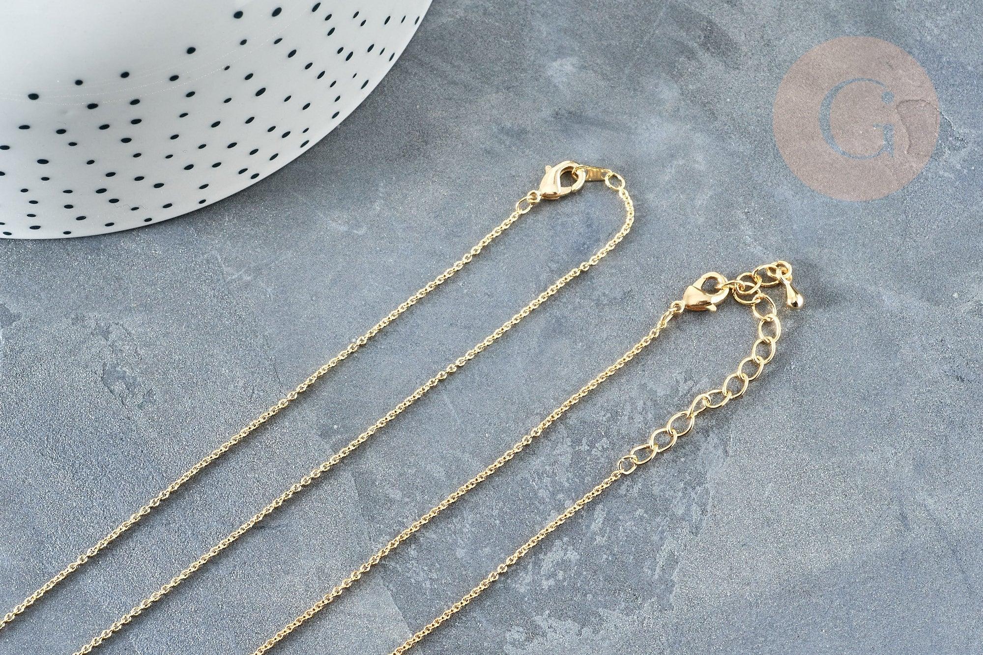 Collier Chaine avec fermoir fine dorée forçat 16K 2.5 microns 1.5mm - 45/50cm x1 (G1898)