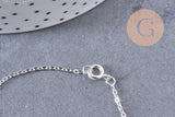 Collier Chaine collier complète laiton argentée forçat 70cm, x1 (G0851)
