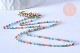 Collier Chaine complète acier doré perles rocaille multicolores artisanales, création collier acier inoxydable doré,40.7cm, x1 G5407