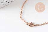 Collier Chaine complète avec fermoir acier inoxydable or rose IP 14k forçat 1.9mm/45cm, x1 (G10612)