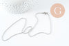 Collier Chaine complète boule acier 304 inoxydable platine 1.5mm/45.5cm,chaine fine argentée avec fermoir création collier x1 (G9778)