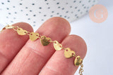 Collier Chaine complète coeur acier inoxydable 304 dorée 14k 42.5cm, x1 (G5356)