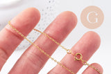 Collier Chaine complète collier laiton doré forçat 14K 1.5mm-40cm, x1 (G10115)