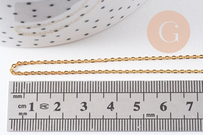 Collier Chaine complète collier laiton doré forçat 14K 1.5mm-40cm, x1 (G10115)